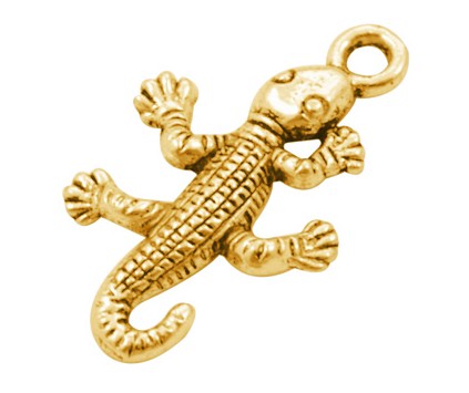 Zawieszka Wisiorek Gekon Jaszczurka Metal Charms 25x15mm Złota 3szt