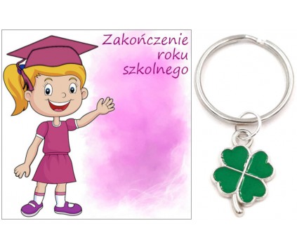 Brelok Breloczek Koniczyna Zakończenie Roku Szkolnego Uczeń Dziewczynka Klasa