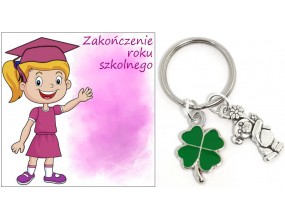 Brelok Breloczek Koniczyna Miś Zakończenie Roku Upominek Uczeń Klasa