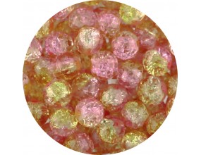 Koraliki Szklane Crackle Dwubarwne Żółto - Różowe 8mm 50szt