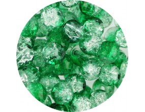 Koraliki Szklane Crackle Dwubarwne Biało - Zielone 8mm 50szt