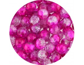 Koraliki Szklane Crackle Dwubarwne Różowo - Białe 8mm 50szt