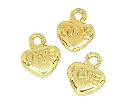 Zawieszka Charms Metalowa Serce Love do Bransoletek Biżuterii 10x12mm 3szt