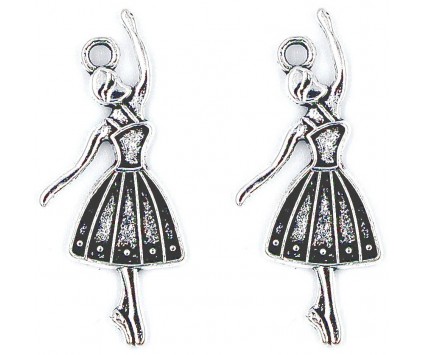 Zawieszka metalowa charms BALETNICA 30x13mm 2szt