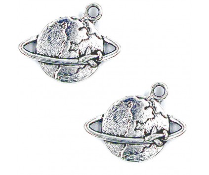 Zawieszka metalowa charms ZIEMIA PLANETA 20mm 2szt