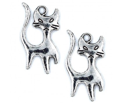 Zawieszka metalowa charms KOT KOTEK 22x13mm 2szt